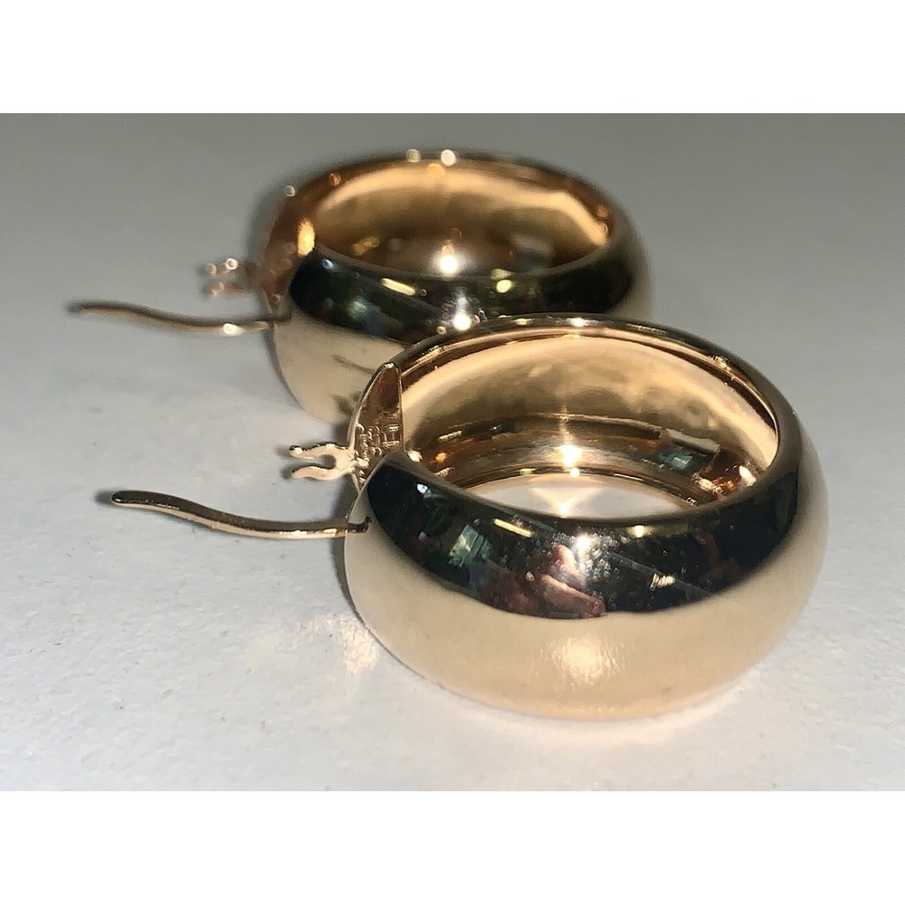 AK 925 TURKEY STERLING SILVER 14K GP HOOP HUGIE EARRINGS - Picture 5 of 11